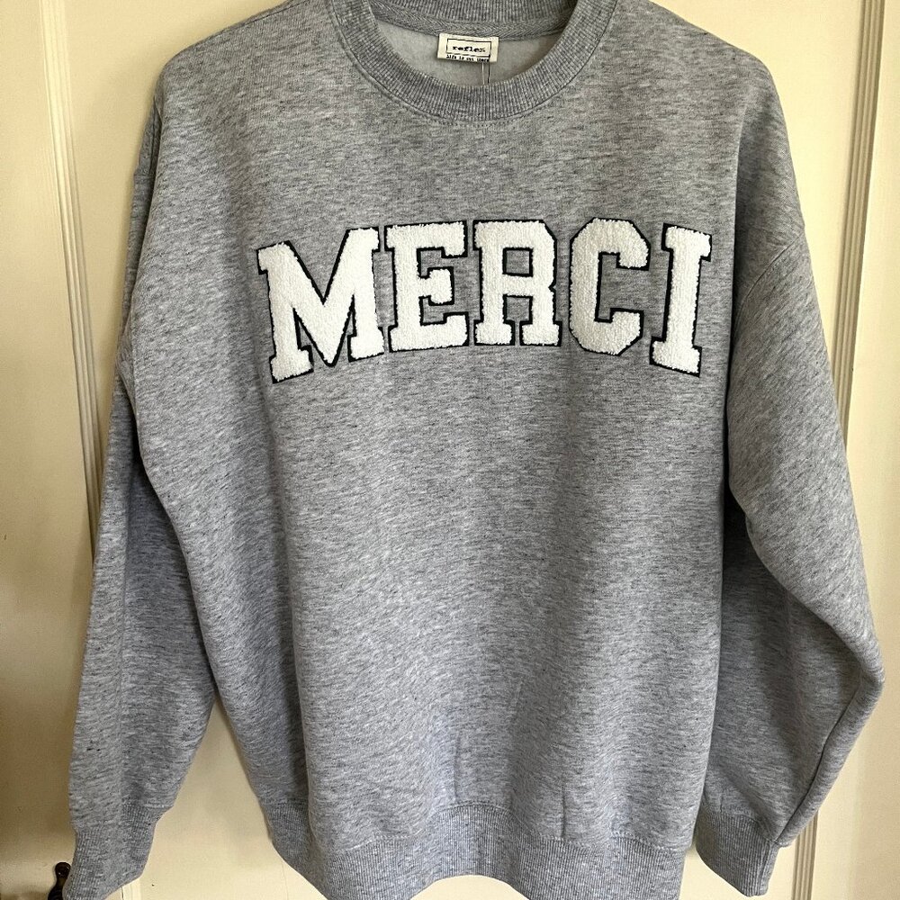 Reflex Womens MERCI Gray Crewneck Sweatshirt_S_NWT